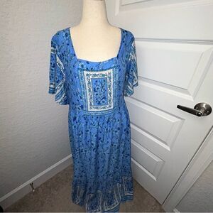 New, Rusttydustty Carta Floral Mix Print Maxi Dress